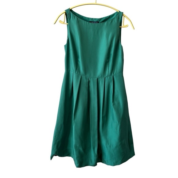 NWT MARTIN + OSA DRESS 0 EMERALD GREEN PROM ENGAGEMENT SILK TWEEN PLEATS BUBBLE - Picture 4 of 13